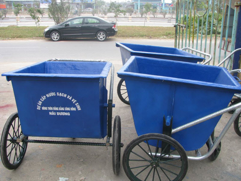 Xe chở rác đồng bộ, thùng nhựa Composite